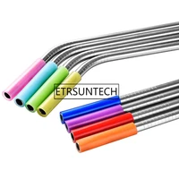 300pcs stainless steel straws reusable metal 8 510 5 inch drinking straws with silicone tips for beverage mugs