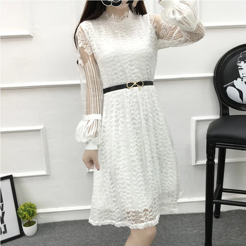 Кружевные платья серого черного белого цветов новинка модное женское базовое