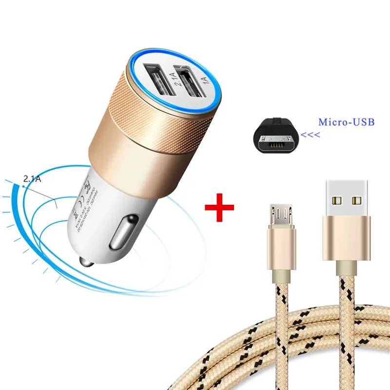 Нейлоновый Micro usb кабель для передачи данных 1 м и 2 порта быстрой зарядки в