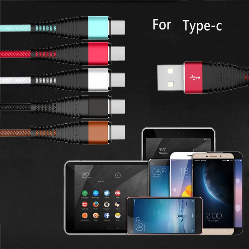 New Type-C USB Mobile Phone Data Cable 1 Meter Fast Charging Nylon Adapter Cabl | Мобильные телефоны и аксессуары