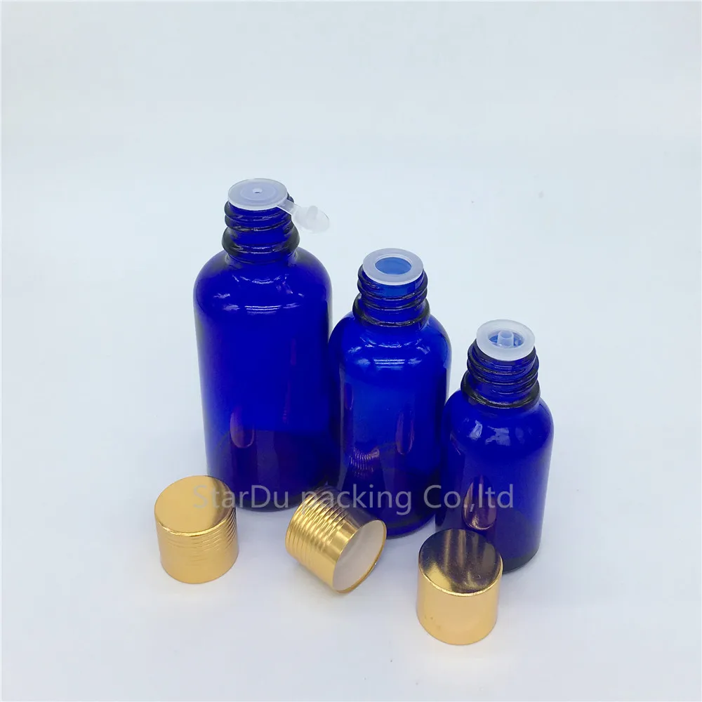 5ml 10ml 15ml 20ml 30ML 50ml 100ml Blue Glass Bottle Vials Essential Oil With Gold Screw Cap Perfume Bottles 100pcs | Красота и