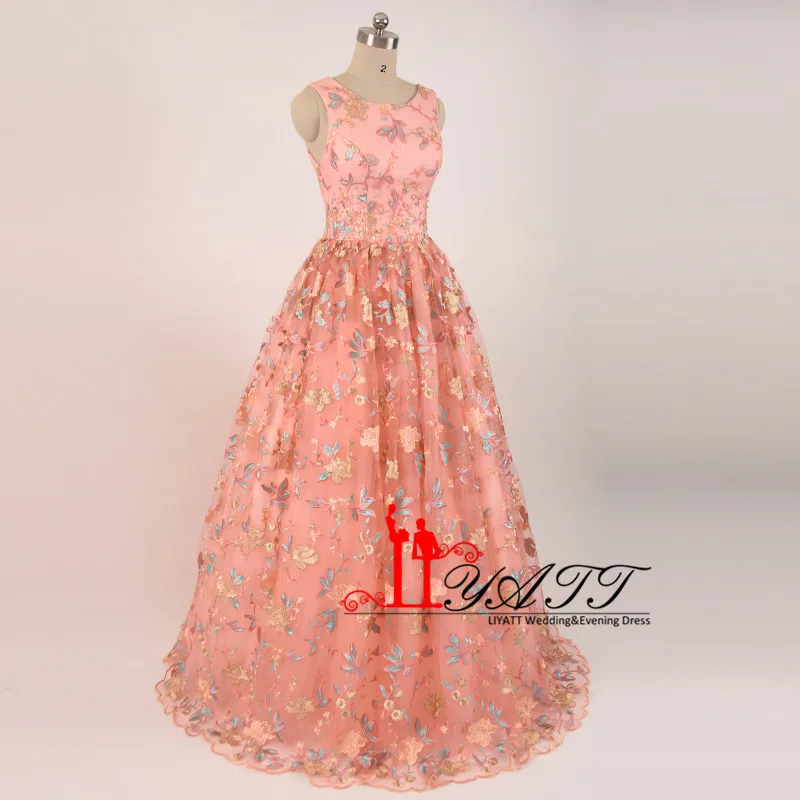 Фото LIYATT Настоящее фото vestido de festa Персиковое Розовое Бальное Платье с круглым вырезом LIYATT Настоящее фото vestido de festa Персиковое Розовое Бальное Платье с круглым вырезом