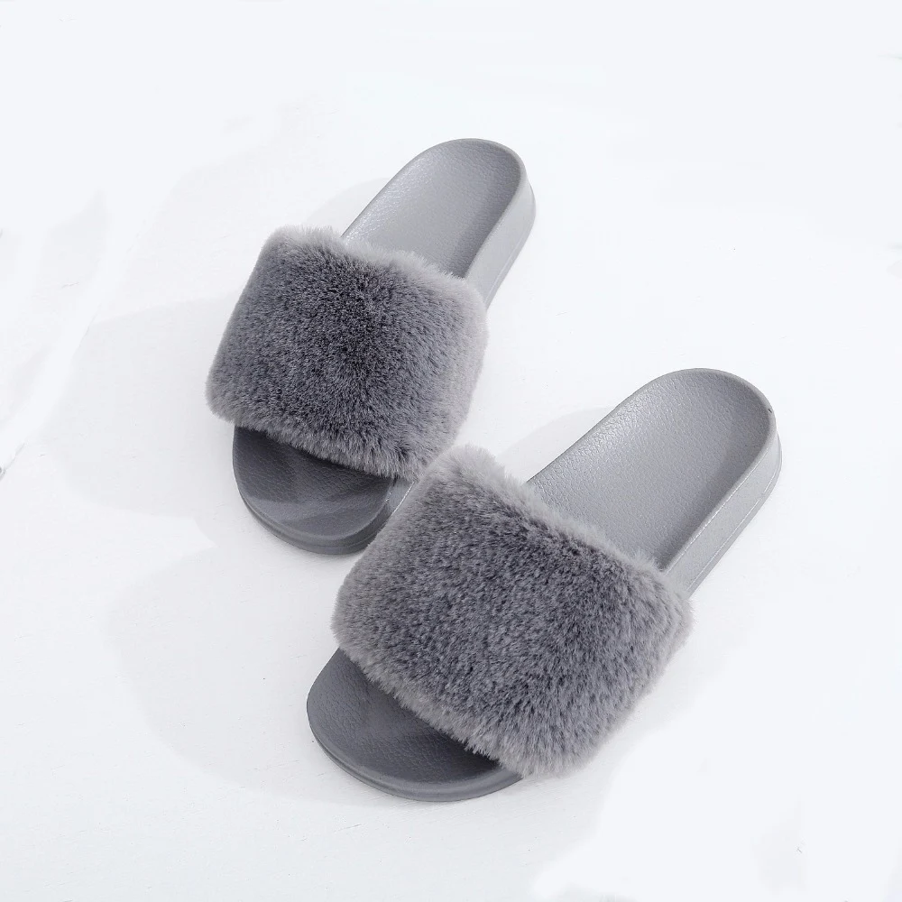 lisse women shoes plataformas mujer verano Plush slippers faux fur Slides flip flops Flat Shoes Beach sandals 36-40 |