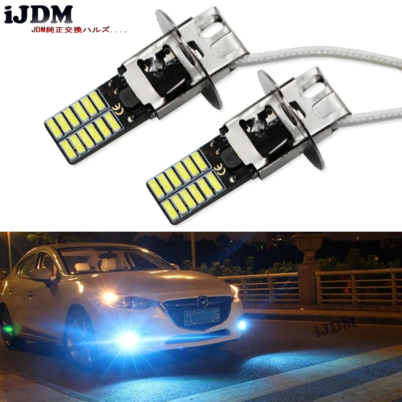 2 шт. 10000 К Ice Blue 24 SMD 4014 H3 светодио дный замена лампы для автомобиля противотуманные