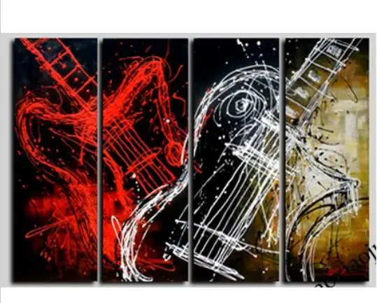 Картина маслом 100% ручной работы "Гитара" современное абстрактное живопись много панелей для стены гостиной на.