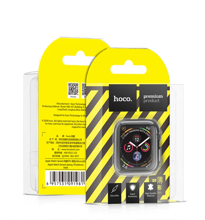 Чехол HOCO для Apple Watch 44 мм iWatch 40 ультратонкий гибкий чехол из ТПУ устойчивый к
