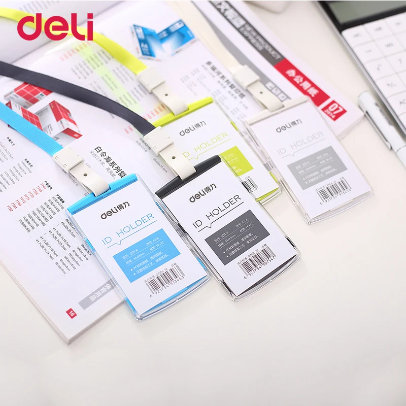 Deli качественный пластиковый ID/IC держатель для удостоверения личности с ремешком