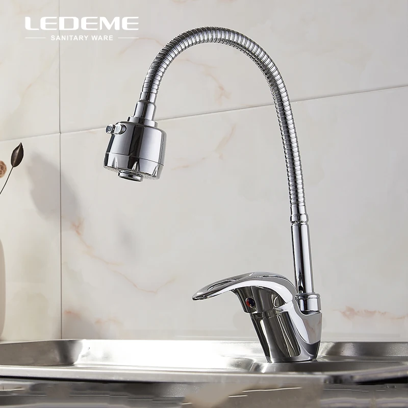 LEDEME смеситель для кухонной раковины с одной ручкой поворотный кран горячей и