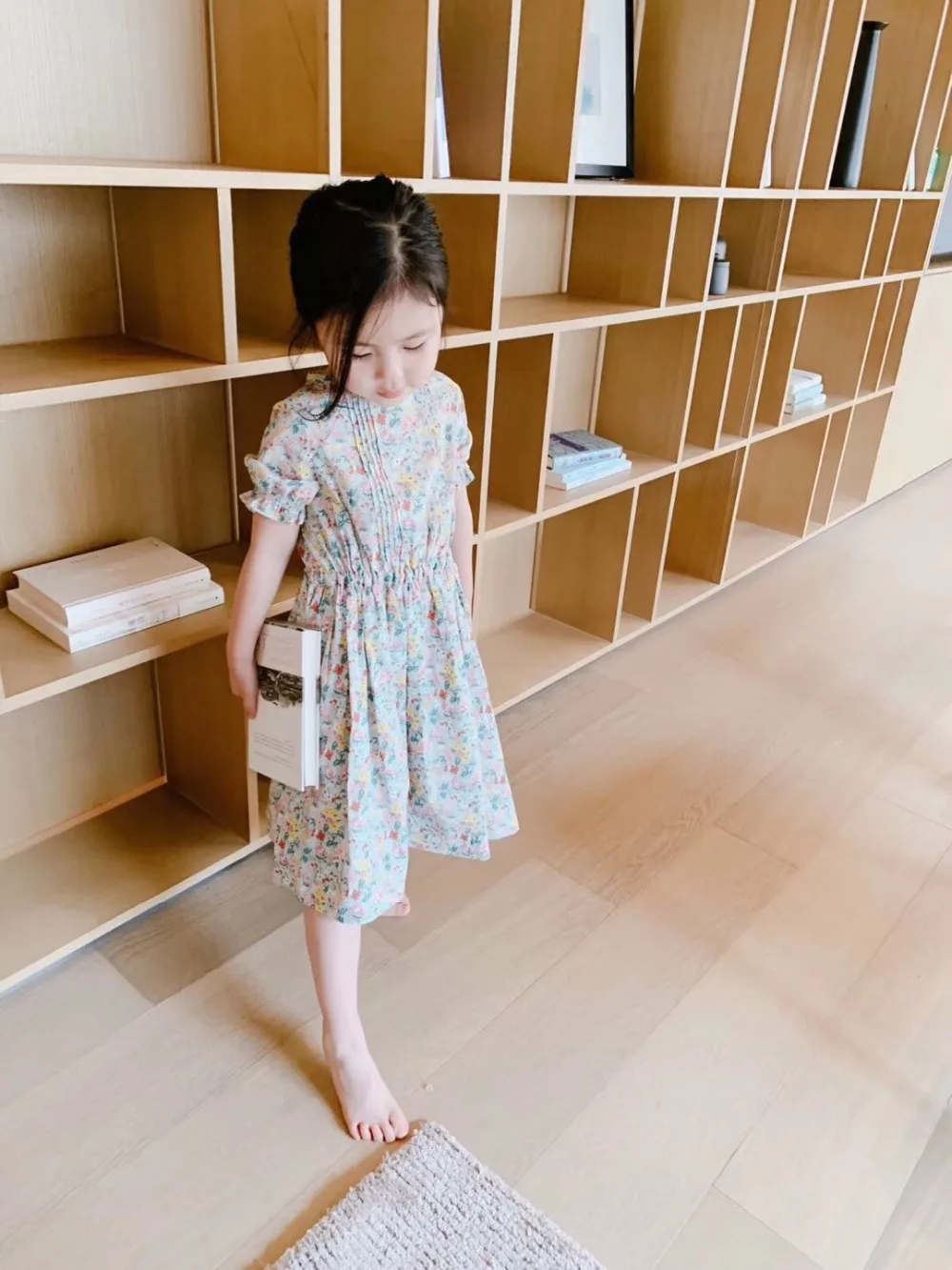 

Girls dresses summer 2019 floral pattern printed cotton princess dress girls costumes