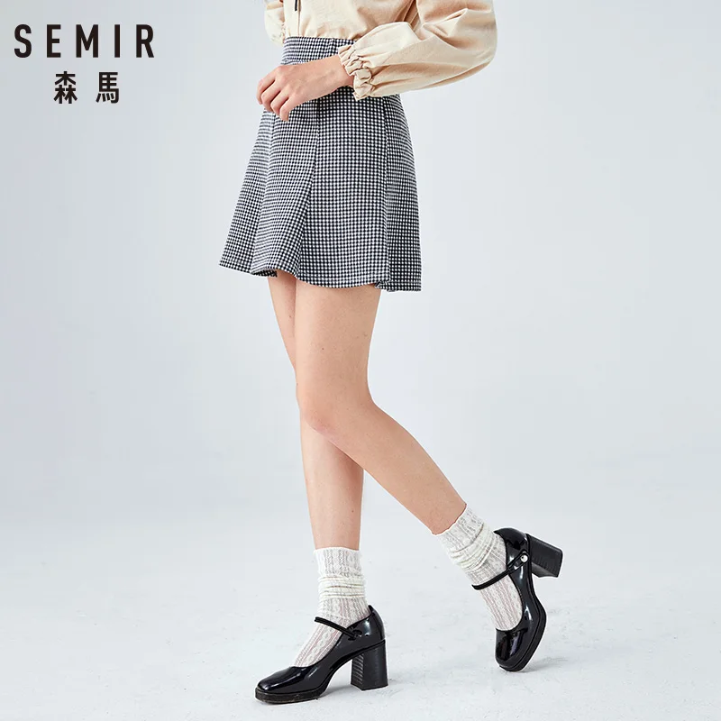 Осень 2019 новая клетчатая юбка SEMIR женская тонкая рыбий хвост шикарная для девушек