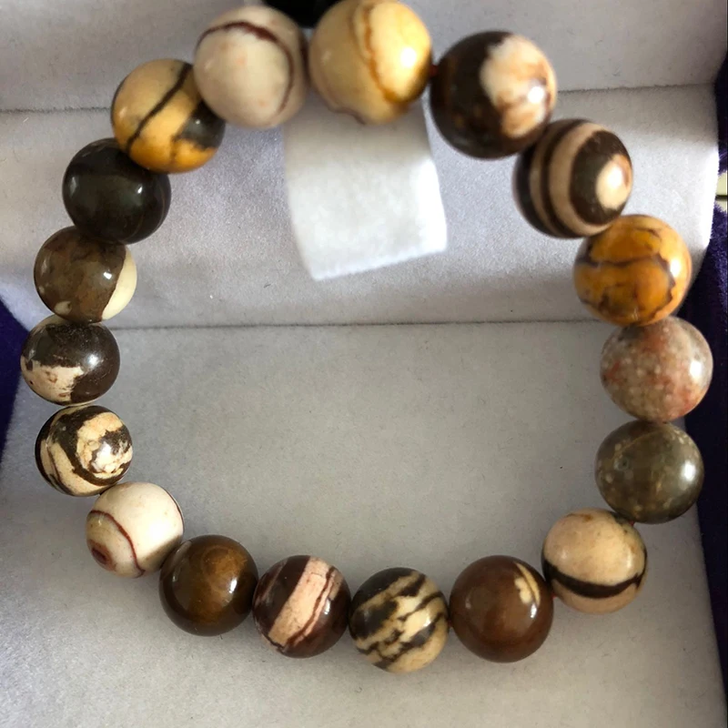 Женский браслет с кристаллами Круглый 10 мм &quotЗебра&quot|Плетеные браслеты| |