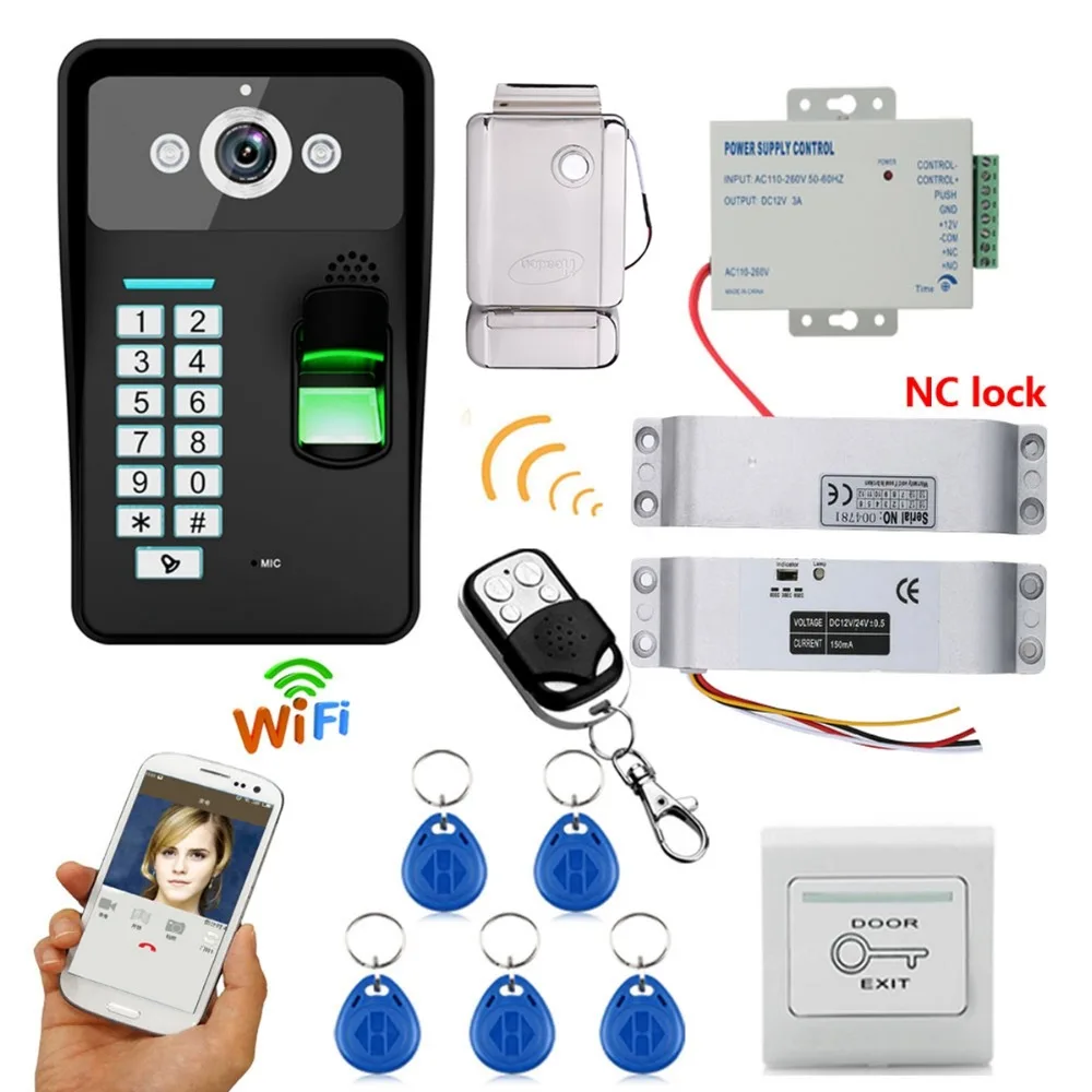 Домашний набор HD 720P беспроводной WIFI RFID пароль видео дверной звонок Домофон