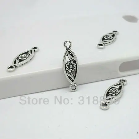 Цветочные Подвески соединители для ювелирных изделий антикварные серебряные