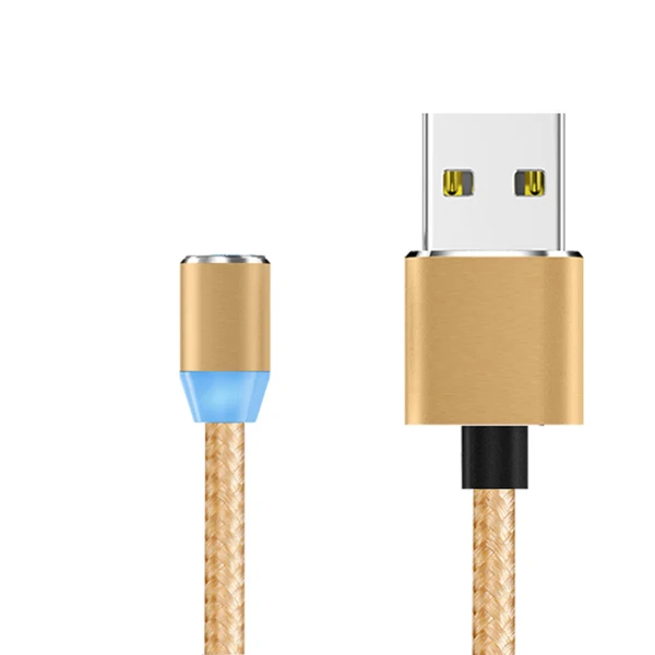 only cable Gold Магнитный кабель SOVAWIN Micro USB для быстрой зарядки светодиодный светильник 1 м Магнитный кабель для зарядки телефона для iphone для samsung для huawei P9 - Цвет: only cable Gold