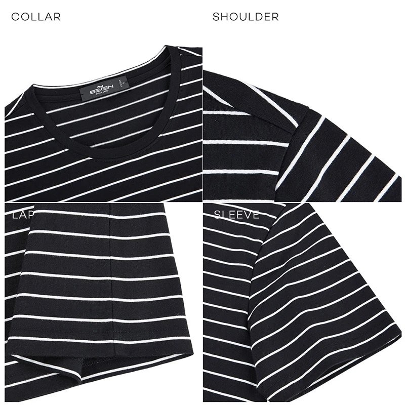 Seven7 Брендовые мужские черно-белые полосатые футболки с коротким рукавом тонкий