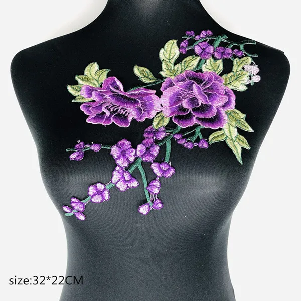 Purple1 Вышивка Патчи Швейные аксессуары DIY нижнее белье ручной работы постельное белье женская одежда Декор нашивки в виде цветков розы поставки - Цвет: Purple1