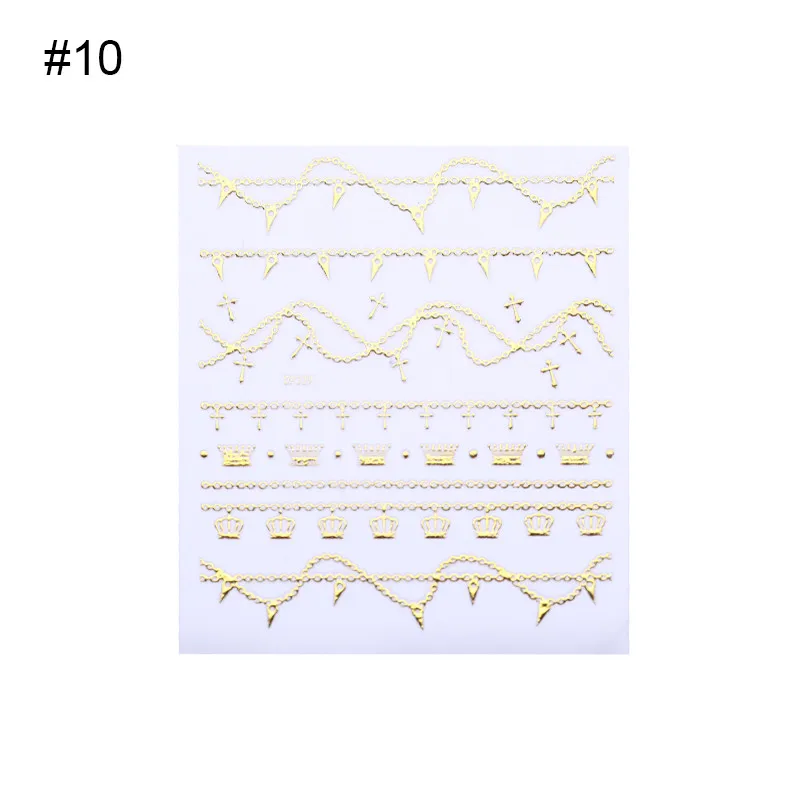 Pattern 19 Золотые 3D наклейки для ногтей, полосы, геометрическое сердце, самоклеющиеся наклейки для нейл-арта, переводные наклейки, украшение для маникюра - Цвет: Pattern 19