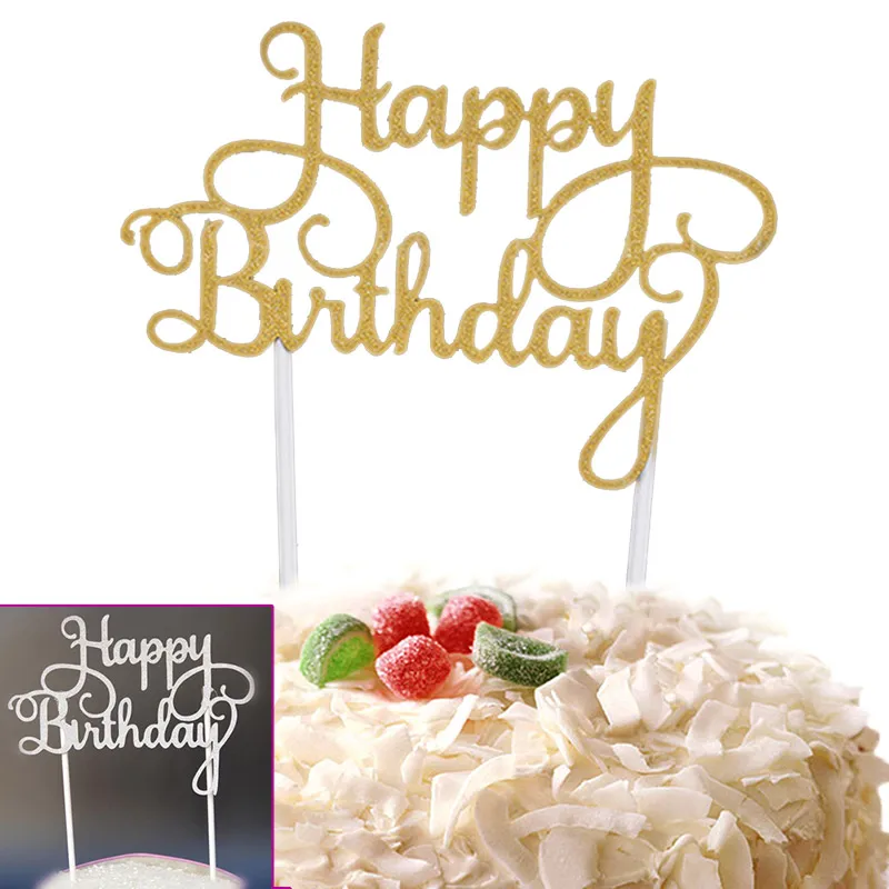 Новый новый кекс торт Топпер флаги с надписью Happy Birthday двойная палка для семьи