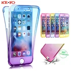 KEFO 360 полный защитный чехол для Iphone X 10 8 Plus градиентный цвет силиконовый чехол для Iphone 5S, SE 6 6S 7 8 Plus X 10 Coque