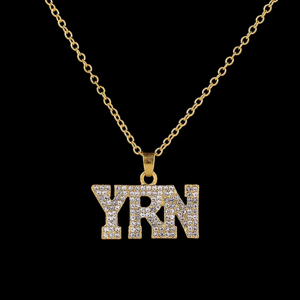Простое полностью циркониевое ожерелье с надписью YRN модное мужское подвеской в