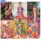 Картина из страз 5d сделай сам Сакура, Японская женщина, вышивка крестиком гейши, картина из страз квадратной круглой алмазной вышивки, украшение для дома