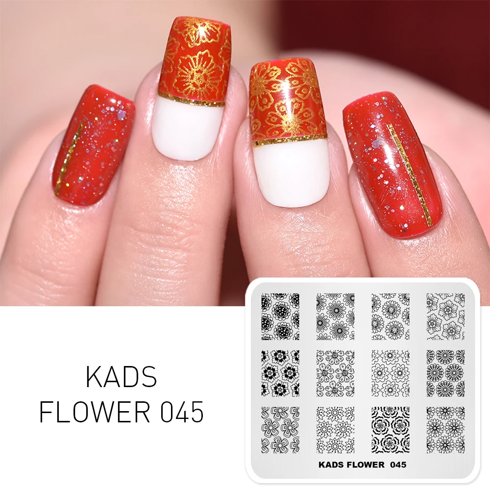 KADS Flower 045 Stamp Plate Image Template Blossom Style Stamping Manicure Nail Stencil Tool Templates Decorations | Красота и