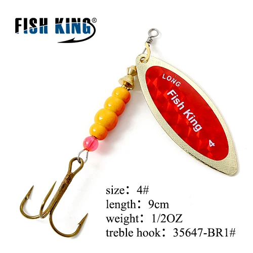 Fishing King 4 цвета 0#-5# spinner ложка приманки с металлической жесткой приманкой с тройным крючком рыболовные снасти Pesca - Цвет: Оранжевый