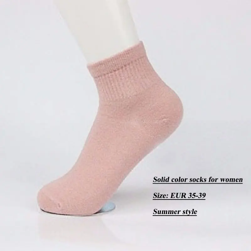 Хлопковые женские носки до щиколотки повседневные однотонные короткие сезон