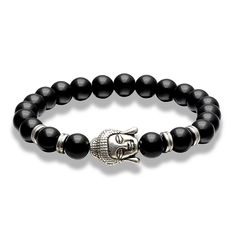 

LIVVY Lava natural stone men's bracelet beads natural stone Buddha stretch pendant bracelet ladies men's jewelry friends gift