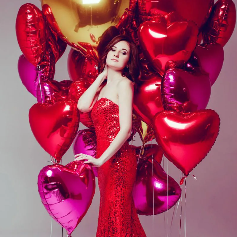 8 шт./лот 18 дюймов Красное Сердце воздушные шары из фольги Love украшение для свадьбы дня рождения с днем рождения шаровым гелием Globos вечерние поставки