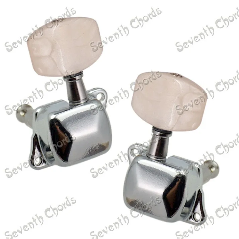 

A Set White Pearl Square Button Chrome Semiclosed Guitar Tuning Pegs Tuners Machine Heads for Acoustic Guitar accessories