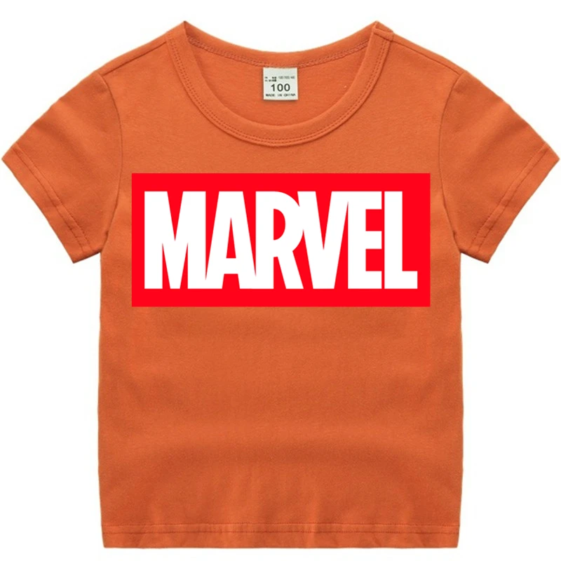 Модные хлопковые футболки с принтом Marvel для мальчиков и девочек детские мягкие