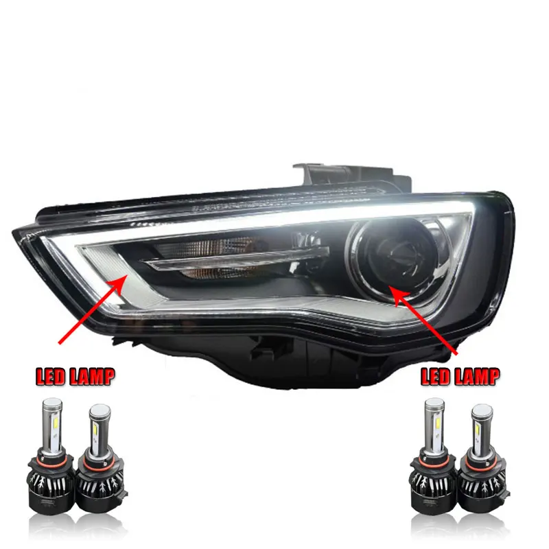 ALL LED 2 шт. светодиодный фары для автомобиля Audi A3 2013 Автомобильный светодиодный свет двойной ксеноновые линзы автомобильные аксессуары Габаритные огни противотуманных фар - Цвет: ALL LED