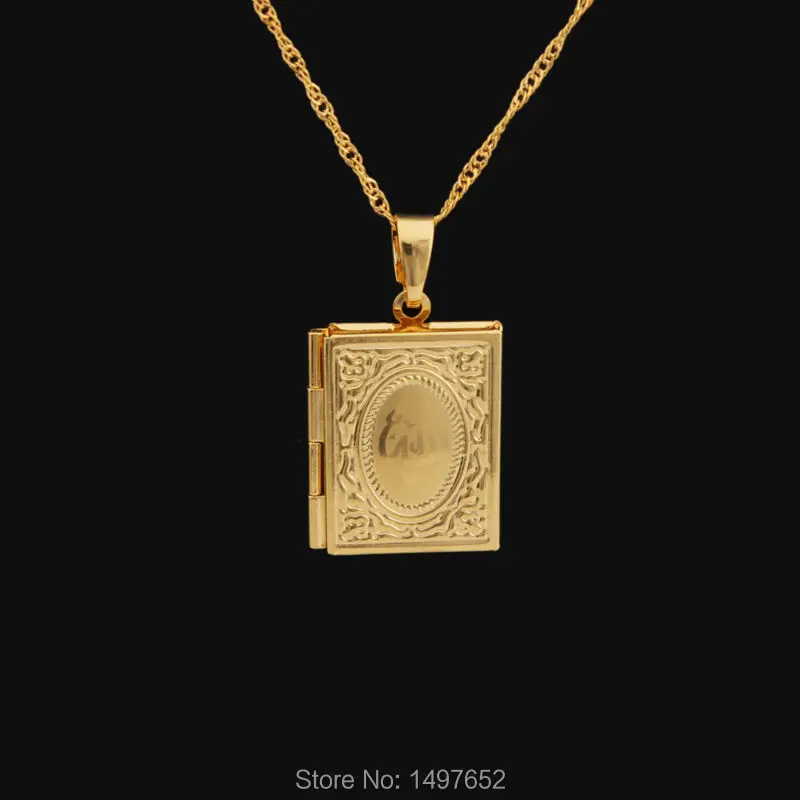

New arrival Gold Color allah book pendant necklace for women men charm Islam pendant for muslim allah pendant