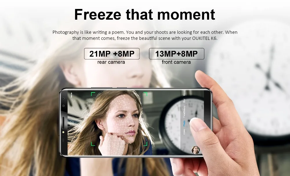 В свободном доступе! Oukitel K6 18:9 Face ID смартфон 6,0 ''6 GB+ 64GB MTK6763 Восьмиядерный 6300mAh 5 V/3A Быстрая зарядка 21MP 4 камеры мобильный телефон