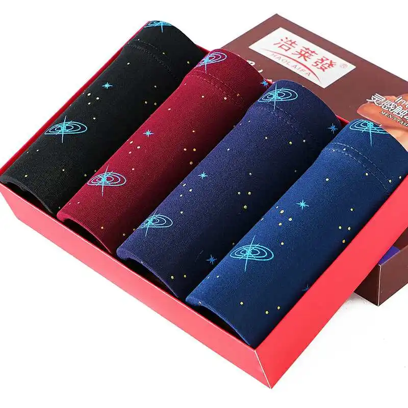 Starry sky Мужское нижнее белье, 4 шт./партия, мягкие боксеры, дышащие боксеры, шорты для мужчин, cueca - Цвет: Starry sky