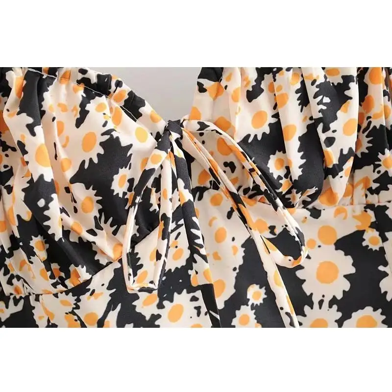 Boho Цветочный Принт укороченный Топ женский без спинки сексуальные рукавов cami