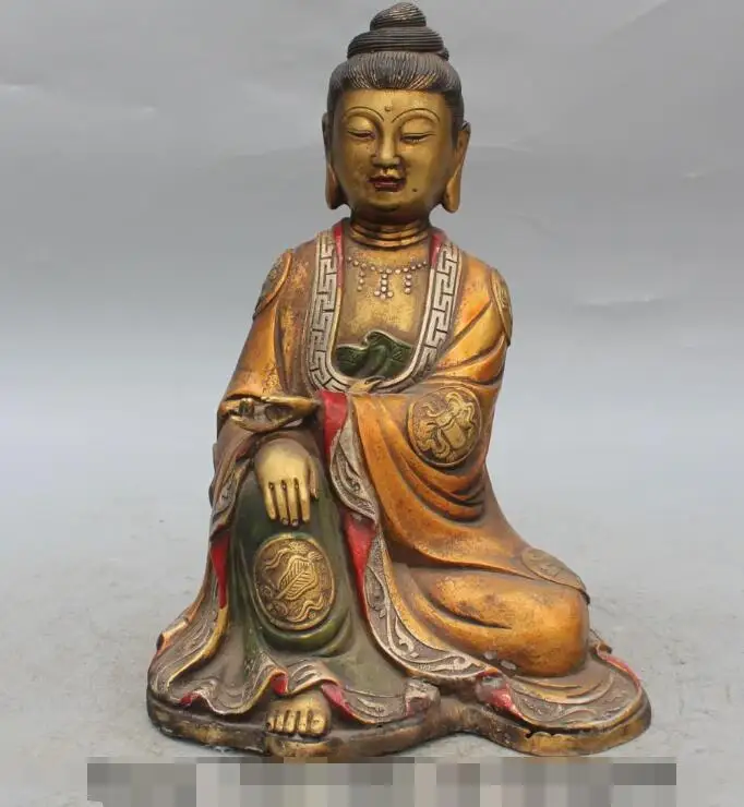 S01029 10 &quotкитайская Бронзовая позолоченная картина Kwan yin Guan Yin богиня 8 символ