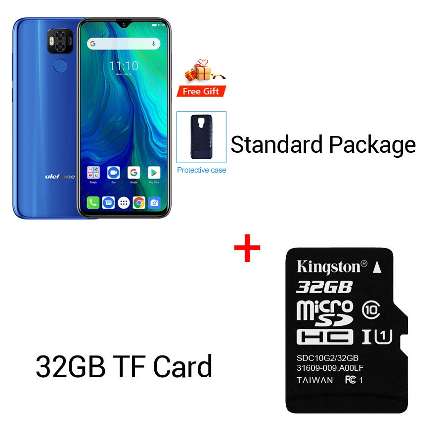 Blue N 32GB Card Мобильный телефон Ulefone power 6 19:5:9 FHD+ 6,3 ''Face ID Android 9,0 MTK67635V Восьмиядерный 4 Гб 64 Гб 6350 мАч NFC OTG - Цвет: Blue N 32GB Card