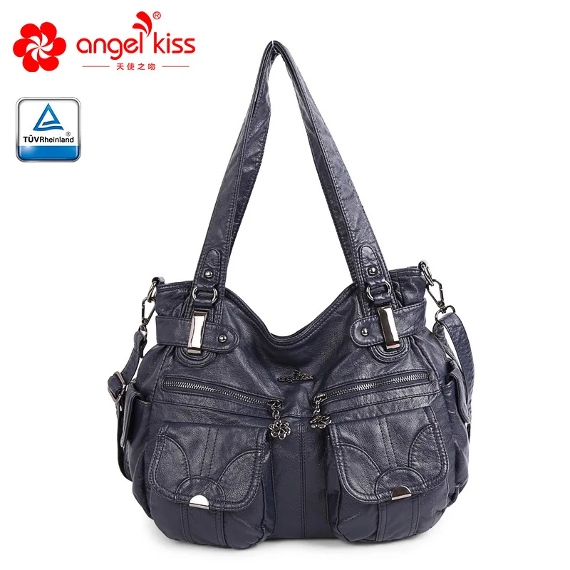 Blue Angelkiss новая женская сумка через плечо женская повседневная большая сумка высокого качества из искусственной кожи женская сумка-хобо - Цвет: Blue