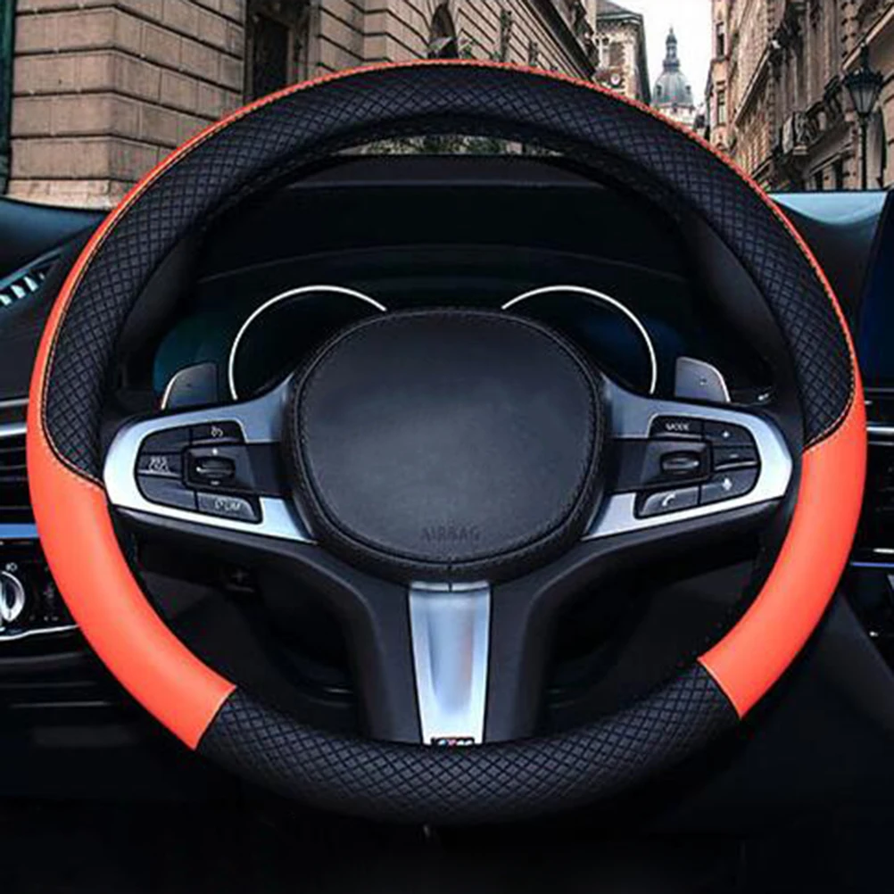 15 дюймов кожаный чехол рулевого колеса автомобиля 6 цветов 38 см Противоскользящий руль оболочка протектор для руля для Honda Toyota