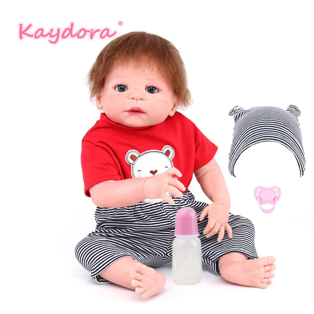 

55 cm Reborn bebes baby reborn menino Lifelike brinquedos de bebe realistic lol baby corpo inteiro de silicone menino KAYDORA
