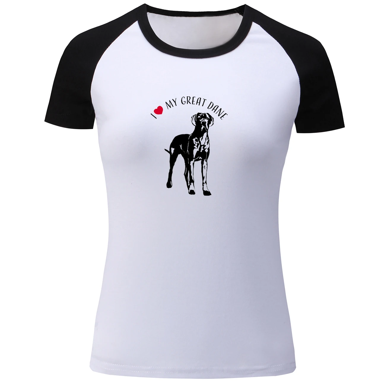 IDzn женская футболка дизайн I Love My Great Dane женские реглан с коротким рукавом