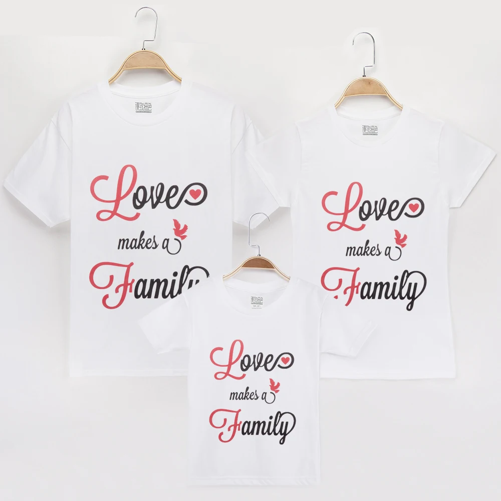 2019 Love Family Look Matching Outfits T-Shirt 100% Cotton Mother And Daughter Clothes Mommy Mo And Son Me Clothing T Shirts family clothing character denim shirt family look matching outfits mother and daughter son clothes outerwear coat