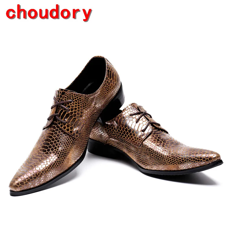 Мужские туфли оксфорды из кожи питона Choudory классические крокодиловой на скрытом