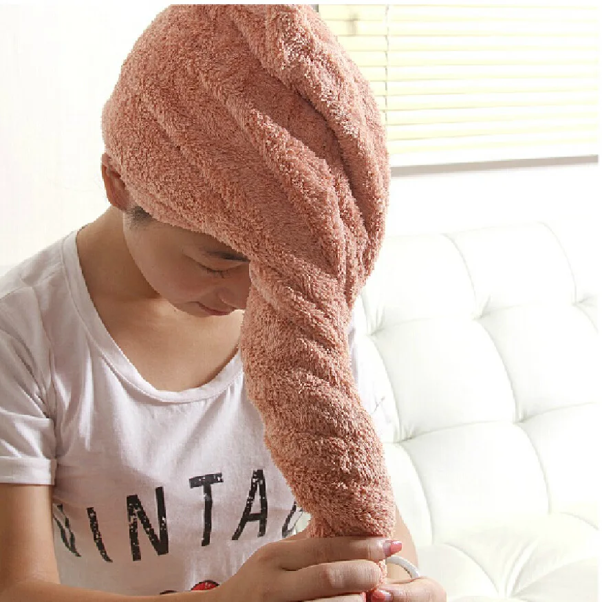 Однотонное полотенце для волос банное из микрофибры женское волшебное