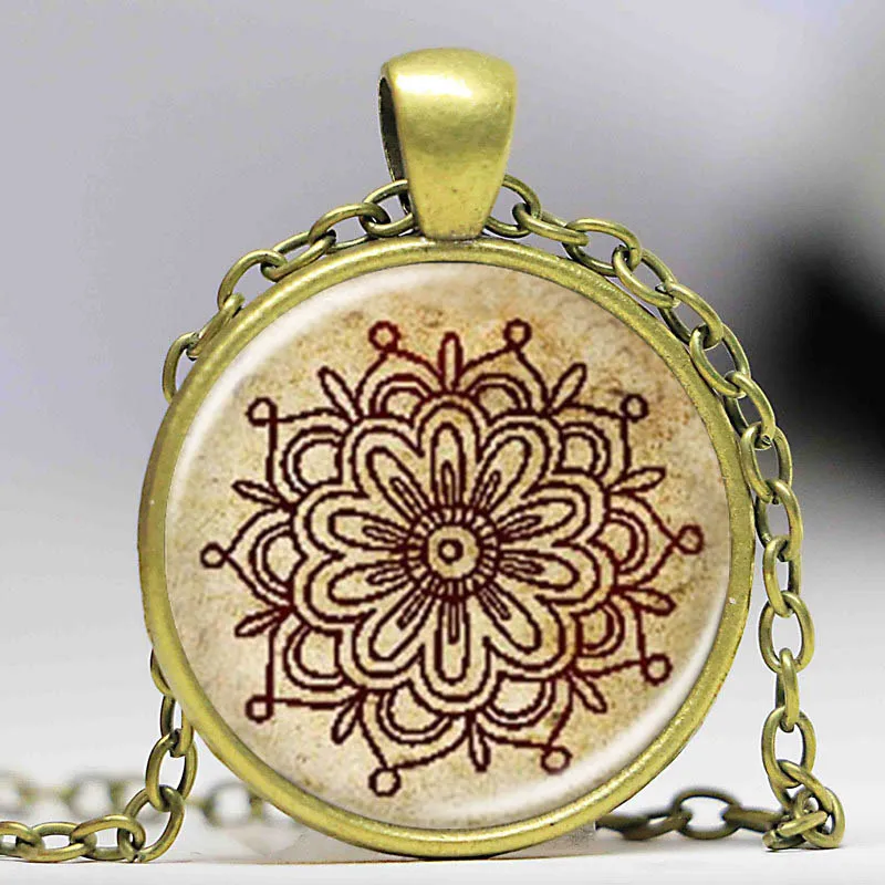 Винтажное ожерелье с цветком мандалы подвесками для мужчин и женщин ювелирные