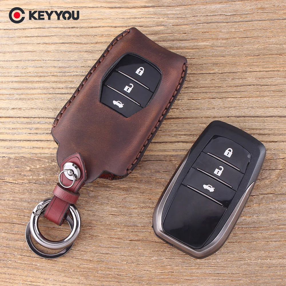 Брелок KEYYOU для Toyota Camry RAV4 Crown чехол ключей из натуральной кожи с 3 кнопками|Футляр