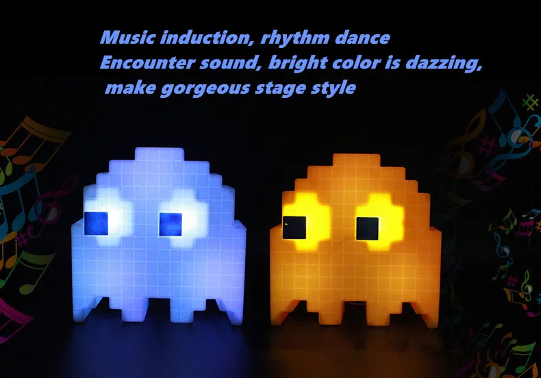 Pac-man pixel wars красочные Меняющие цвет огни pac-man ghost огни вечерние музыкальные настольные лампы