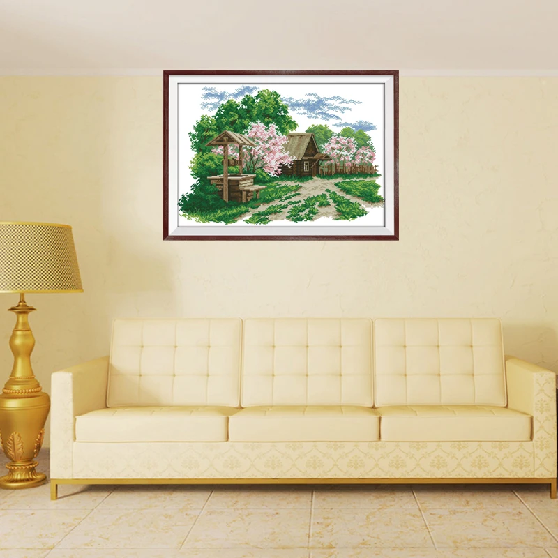 DIY Do point Da Cruz Paisagem пасторальный европейский коттедж хорошие наборы для вышивки Jardim
